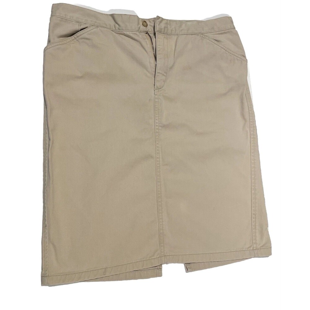 Ralph Lauren Sport Women 8 Khaki Pencil Skirt Buckle Old Money Preppy Equestrian